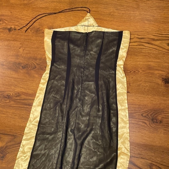 🌷100% Silk🌷 Beautiful Rare Vintage Ao Dais Black & Gold Bead Detail Dress - Picture 8 of 11